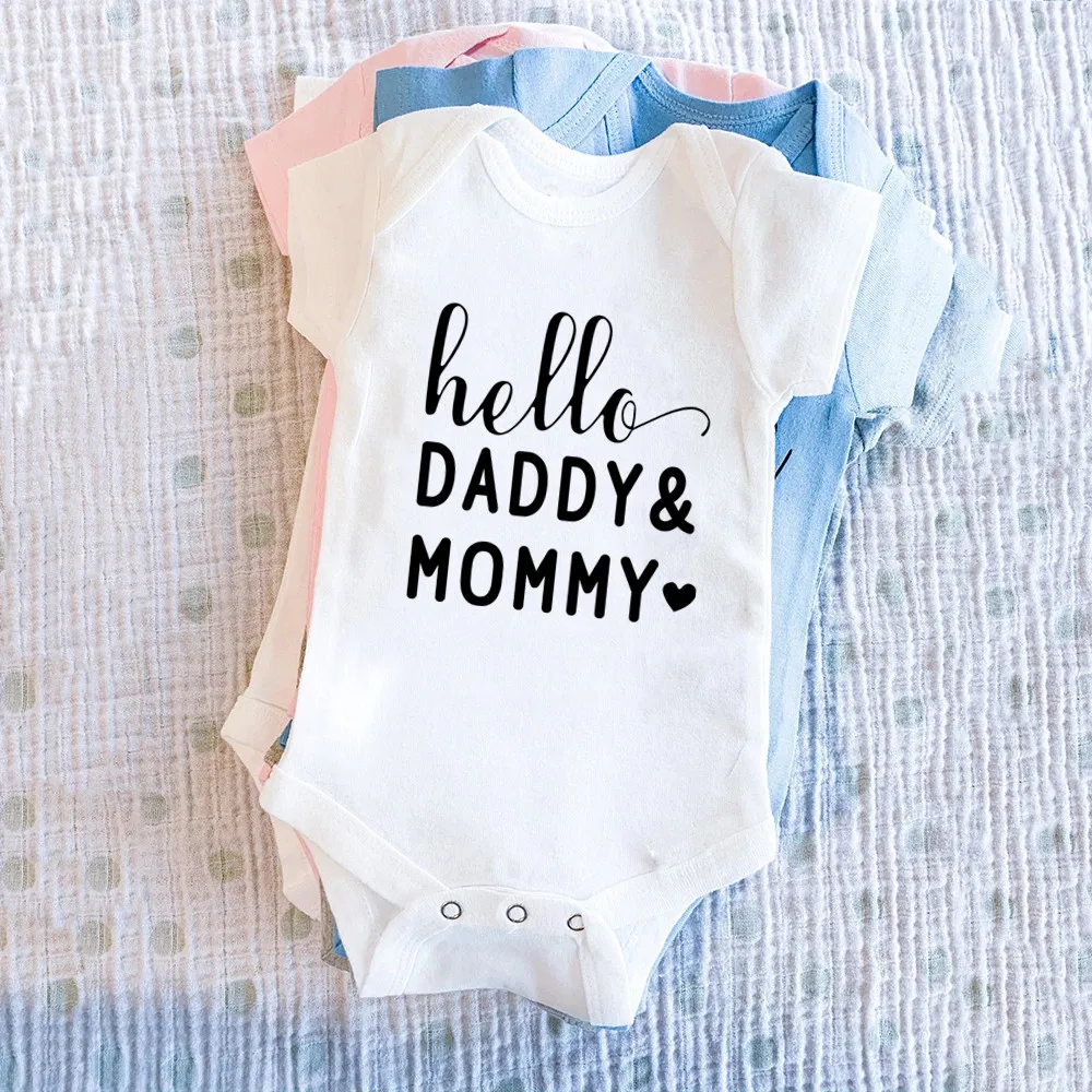 Bamboo Bodysuit Baby - Hello Daddy Mommy Neugeborenen-Babybody aus Reiner