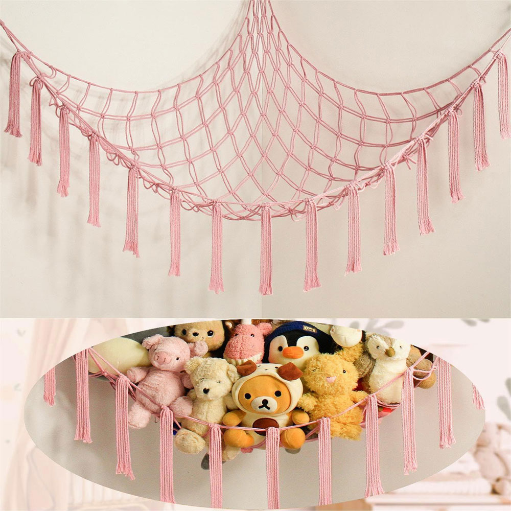 Baby Clothing Types - Baumwoll-Spielzeug-Hängematten, Wand-Eck-Aufbewahrungsnetz, Organizer, gewebte Kinder-Stofftier-Netz-Hängematte, Baby-Tier-Seil-Hängemattentasche